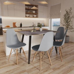 Urbn-Living Urbnliving 120Cm Width 5 Pcs Ceramic Armani Grey Rectangle Table With Grey Chairs Set - thumbnail 2