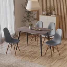 Urbn-Living Urbnliving 120Cm Width 5 Pcs Ceramic Armani Grey Rectangle Table With Grey Chairs Set - thumbnail 1