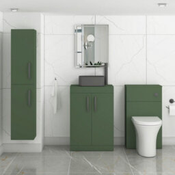 Royal Bathrooms Turin 600mm Freestanding Bathroom Vanity Unit With Sink 2 Door Matt Green & Art Square Countertop Basin - thumbnail 3