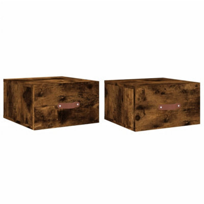 Berkfield Durable Wall-Mounted Bedside Cabinets 2 Pcs Smoked Oak 35X35X20 Cm - image 1