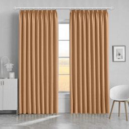 Ameha Beige Plain Curtain Blackout Thick Thermal Insulated Bedroom Kitchen 66'' X 54'' Pencil Pleat Curtain Pair With Tie Backs - thumbnail 4