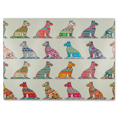 Benjamin Tate Design Egyptian Cats Glass Chopping Boarddesigner Style - image 1
