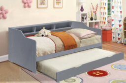 Comfy Living 3Ft Grey Wooden Bed With Trundle With Shelving - thumbnail 2
