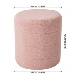 Living And Home Pink Round Teddy Fleece Upholstered Footstool, 43Cm Dia X 46Cm H - thumbnail 5
