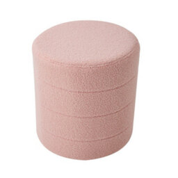 Living And Home Pink Round Teddy Fleece Upholstered Footstool, 43Cm Dia X 46Cm H - thumbnail 4