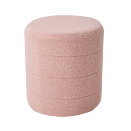 Living And Home Pink Round Teddy Fleece Upholstered Footstool, 43Cm Dia X 46Cm H - thumbnail 3