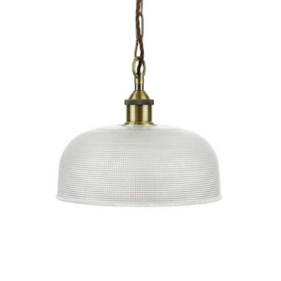 Du Maurier Prismatic Stepped Dome Glass Pendant Light - Antique Brass - Se Home - image 1
