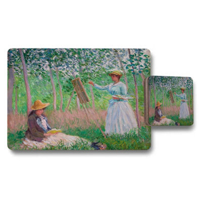 Benjamin Tate Design Impressionist Garden Placemat Coaster Set Designer Artwork Wood Base Limited Edition - image 1