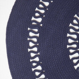 Homescapes Navy Crochet Braided Rug 90Cm Round - thumbnail 3