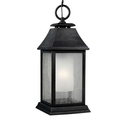 Stylish Outdoor Ip44 1 Bulb Chain Lantern In Dark Weathered Zinc Finish
