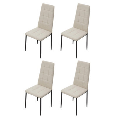Thehotsale Beige White Set Of 4 Linen Upholstered Dining Chairs - image 1