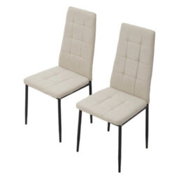Thehotsale Beige White Set Of 4 Linen Upholstered Dining Chairs - thumbnail 4