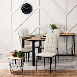 Thehotsale Beige White Set Of 4 Linen Upholstered Dining Chairs - thumbnail 3