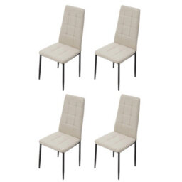 Thehotsale Beige White Set Of 4 Linen Upholstered Dining Chairs