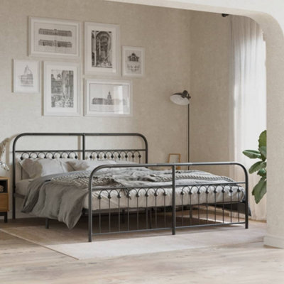Berkfield Metal Bed Frame Without Mattress With Footboard Black 183X203Cm - image 1