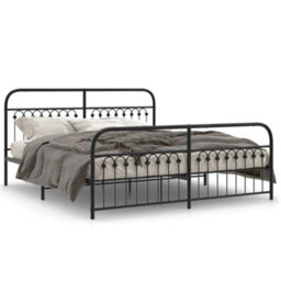 Berkfield Metal Bed Frame Without Mattress With Footboard Black 183X203Cm - thumbnail 2