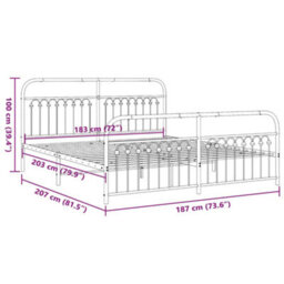 Berkfield Metal Bed Frame Without Mattress With Footboard Black 183X203Cm - thumbnail 8