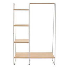 Natural Wood Clothes Rail Rack Garment Hanging Display Stand Open Storage Shelf Organizer Uk - thumbnail 2