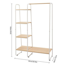 Natural Wood Clothes Rail Rack Garment Hanging Display Stand Open Storage Shelf Organizer Uk - thumbnail 3