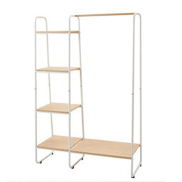 Natural Wood Clothes Rail Rack Garment Hanging Display Stand Open Storage Shelf Organizer Uk - thumbnail 4