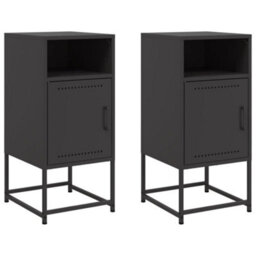 Berkfield Bedside Cabinets 2 Pcs Black 36X39X78 Cm Steel - thumbnail 2