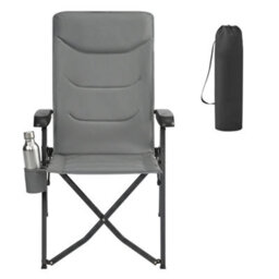 LEDREM Camping Chair For Adults,reclining, Padded Folding Garden Chair, Adjustable High Back, Swivel Cup Holder, Grey - thumbnail 4