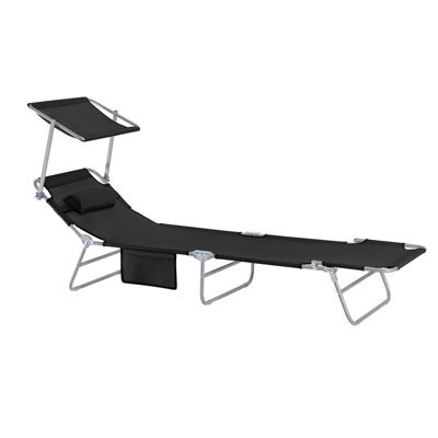 Sobuy Ogs48-Schx2, Set Of 2 Outdoor Garden Beach Folding Chair Sun Lounger With Adjustable Sun Shade And Backrest, Black - image 1