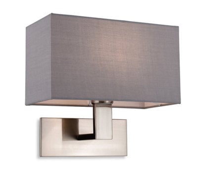 Luminosa Lighting Luminosa Raffles Wall Lamp Brushed Steel With Rectangle Grey Shade