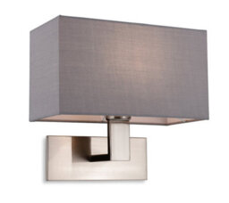 Luminosa Lighting Luminosa Raffles Wall Lamp Brushed Steel With Rectangle Grey Shade
