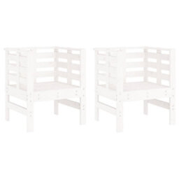 Berkfield Garden Chairs 2 Pcs White 61.5X53X71 Cm Solid Wood Pine - thumbnail 2