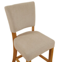 The Furniture Market Manor Oak Natural Oatmeal Fabric Bar Stool French Inspired Open Back Design Natural Oak Hardwood Padded Seat Kitchen Counter Stool - thumbnail 6