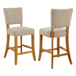 The Furniture Market Manor Oak Natural Oatmeal Fabric Bar Stool French Inspired Open Back Design Natural Oak Hardwood Padded Seat Kitchen Counter Stool - thumbnail 4
