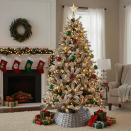 Urbn-Living Urbnliving Christmas Xmas Tree Skirt Round Decorative Festive Base Stand Cover 4 Pcs - Silver 76Cm - thumbnail 3