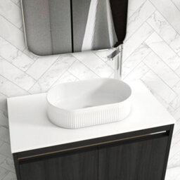 Royal Bathrooms Orion 800mm Hale Black Floor Standing Plain White Countertop Vanity Unit 2 Door With Lyon Basin & Chrome Accent Trim - thumbnail 5