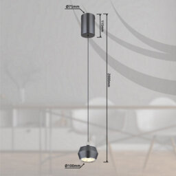 Luminosa Lighting Luminosa Marthy Slim Pendant Ceiling Light Grey Matt Led 3000K - thumbnail 7