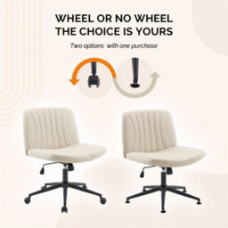 Khaki Pu Leather Mid Back Office Chair,swivel Lift Desk Chair With Wheels Modern - thumbnail 6