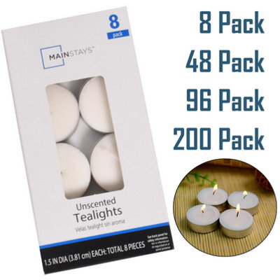 Accessotech 200X Mainstays White Tealight Candles Unscented Aluminium Cup Candles