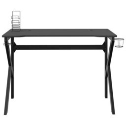 Berkfield Massive Gaming Desk With K Shape Legs Black 110X60X75 Cm - thumbnail 4