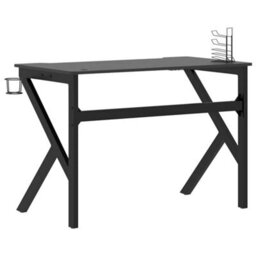 Berkfield Massive Gaming Desk With K Shape Legs Black 110X60X75 Cm - thumbnail 5