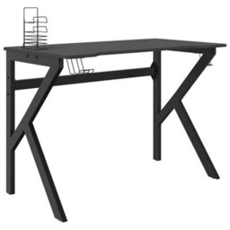 Berkfield Massive Gaming Desk With K Shape Legs Black 110X60X75 Cm - thumbnail 1