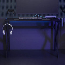Berkfield Massive Gaming Desk With K Shape Legs Black 110X60X75 Cm - thumbnail 2