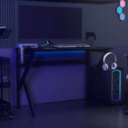 Berkfield Massive Gaming Desk With K Shape Legs Black 110X60X75 Cm - thumbnail 3