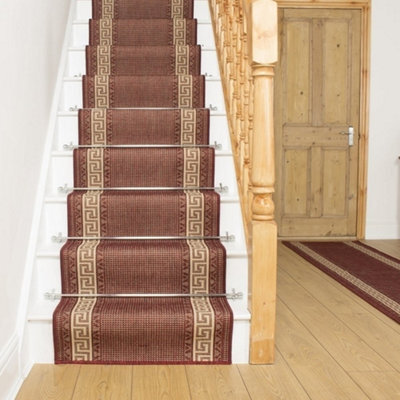 Greek Fret Stair Runner - Hardwearing, Non-Slip & Durable Carpet For Stairs & Staircases, Multiple Lengths - image 1
