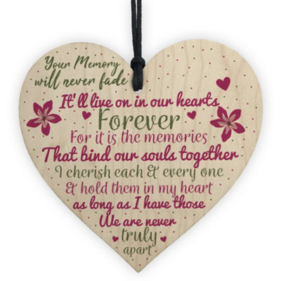 Red Ocean Wooden Heart Keepsake Memorial Plaques For Mum Dad Nan Grandad Friend Gifts - image 1