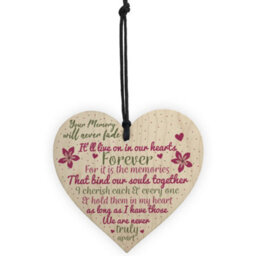 Red Ocean Wooden Heart Keepsake Memorial Plaques For Mum Dad Nan Grandad Friend Gifts - thumbnail 5