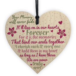 Red Ocean Wooden Heart Keepsake Memorial Plaques For Mum Dad Nan Grandad Friend Gifts - thumbnail 1