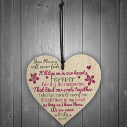 Red Ocean Wooden Heart Keepsake Memorial Plaques For Mum Dad Nan Grandad Friend Gifts - thumbnail 2