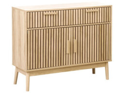 Wyld And Coco Sideboard In Engineered Wood With Two Drawers And Ribbed Doors, W100 X D35 X H80Cm - thumbnail 3
