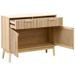 Wyld And Coco Sideboard In Engineered Wood With Two Drawers And Ribbed Doors, W100 X D35 X H80Cm - thumbnail 6