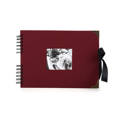 Woodside Home Living Metal Corner Scrap Book Style Photo Album 29Cm X 21.5Cm - Burgundy - image 1